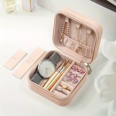 Mini Jewelry Organizer Case Portable PU Leather Storage Necklace Box
