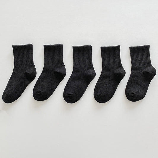 5 Pairs Girls Striped High Elastic Cotton Socks