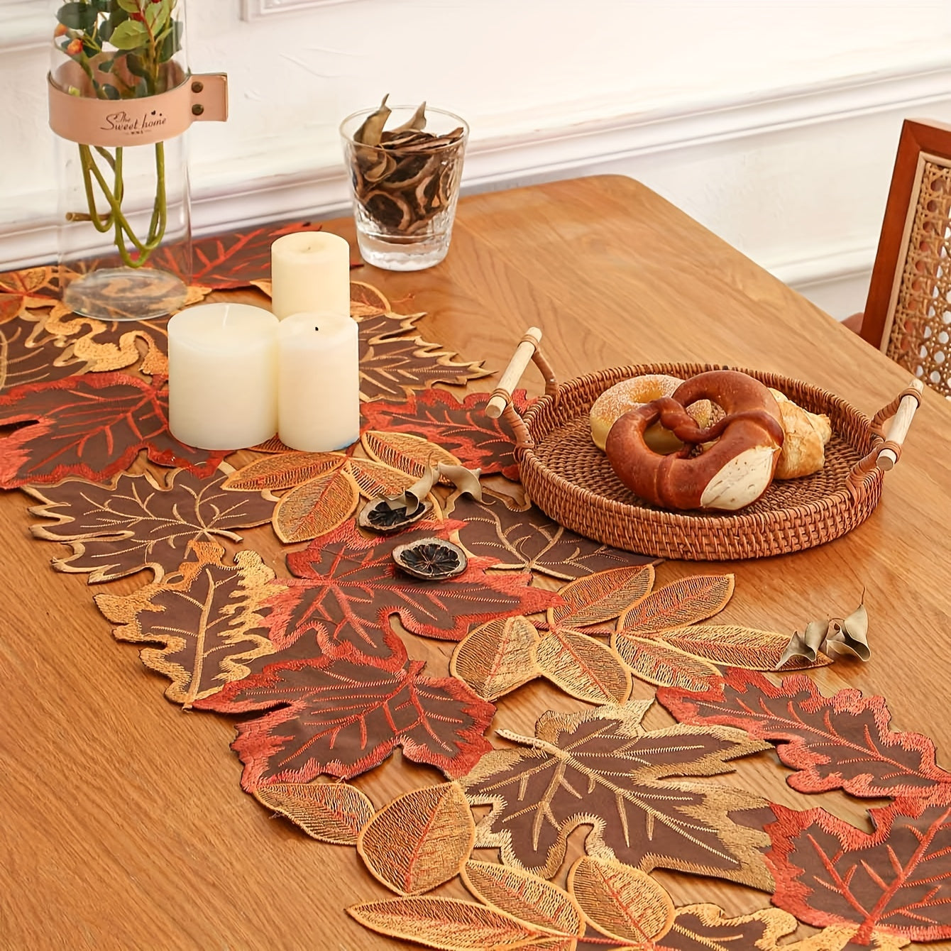 Fall Series Table Runner Thanksgiving Theme Polyester Tablecloth Maple Leaf