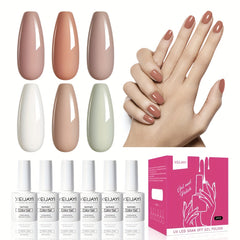 6 Colors Gel Nail Polish Starter Kit Nude Soak Off No Wipe