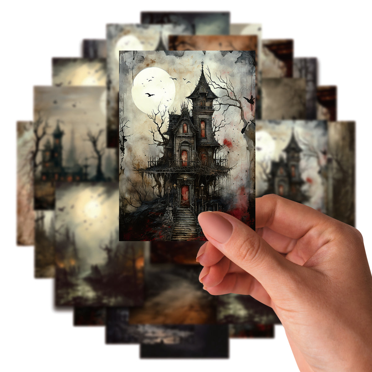 20pcs Dark Theme Retro Magic Abandoned Castle Paper for Decorating