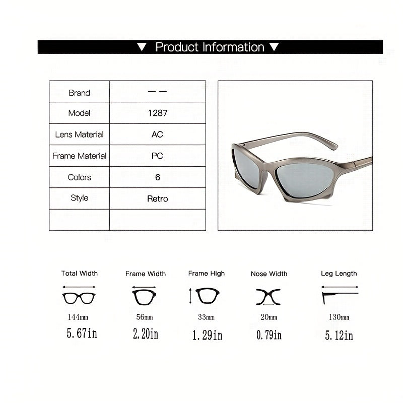 Y2K Wrap Around Sunglasses Irregular Frame Outdoor Eyewear UV400