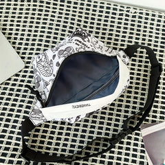 Cartoon Print Chest Bag Graffiti Pattern Canvas Sling Bag