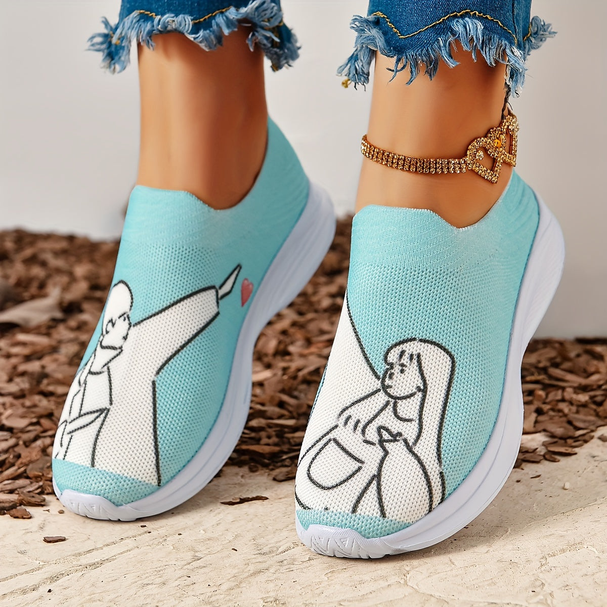 Women's Couple Figure Graphic Walking Shoes Lightweight Casual Sneakers