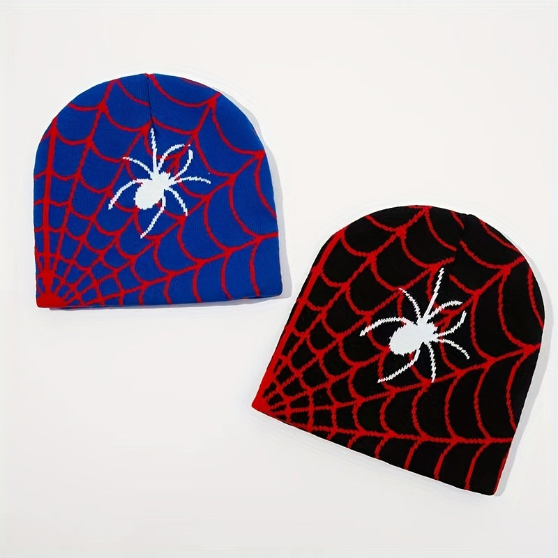 Retro Cotton Brimless Hat with Spider Web Embroidery