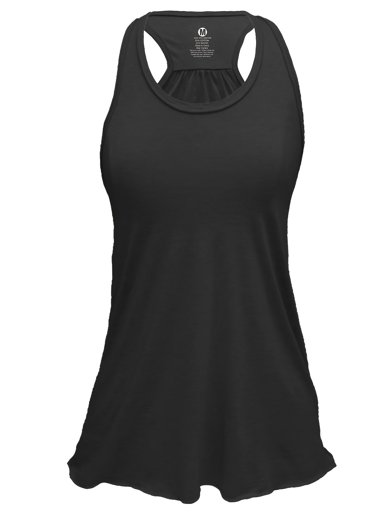 Sporty Tank Top Women's Plus Round Neck Cut Out Stretch Tank Top