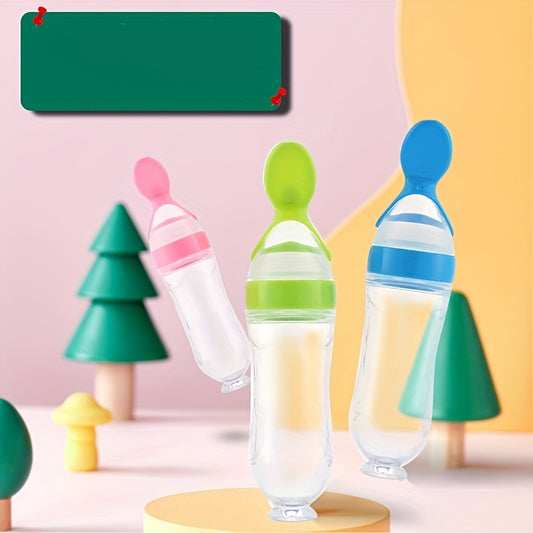 Baby Silicone Feeding Bottle With Spoon - Infant Feeding Tool