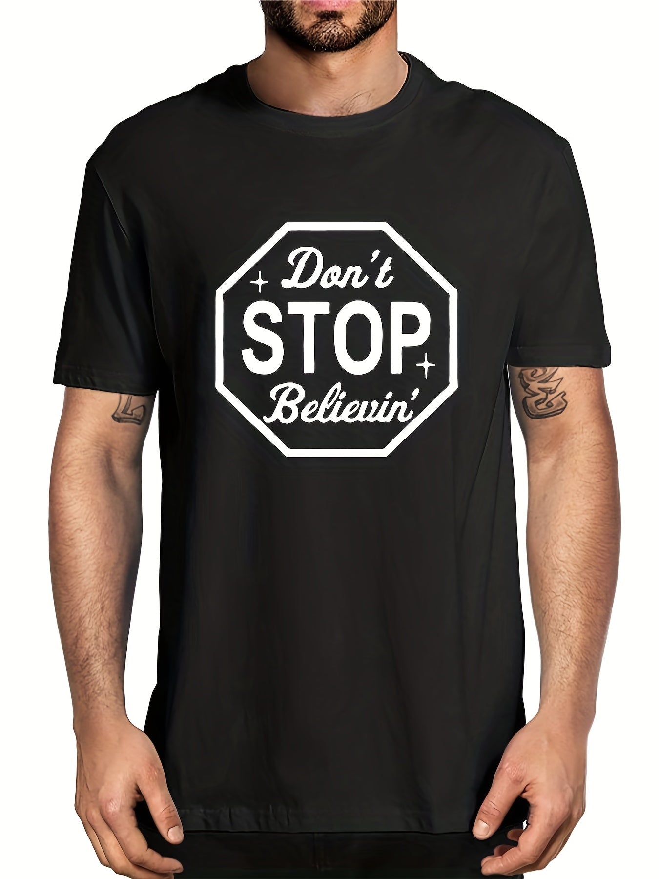 Men's Don't Stop Believin' T-Shirt for Summer Outdoor Activities