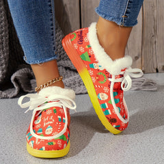 Women's Christmas Santa & Tree Cartoon Pattern Non slip Walking Sneakers