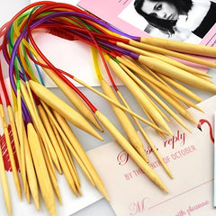 18pcs Bamboo Wood Circular Knitting Needle Set 2mm-10mm Random Halloween Gift