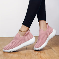 Women's Knit Textured Walking Shoes Soft Sole Slip On Casual Sneakers
