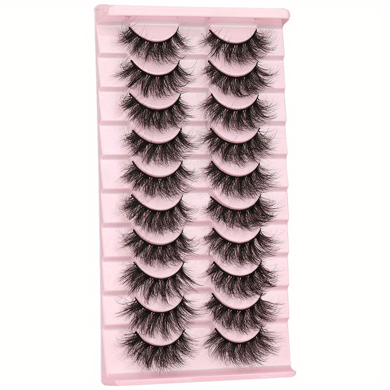 10 Pairs Fluffy Faux Mink Eyelashes for Party Makeup