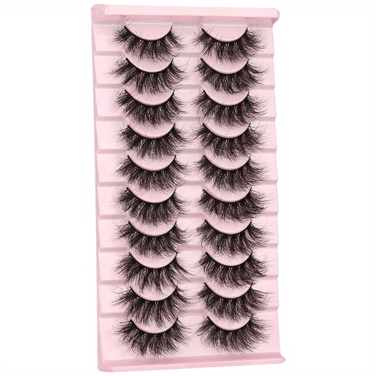 10 Pairs Fluffy Faux Mink Eyelashes for Party Makeup