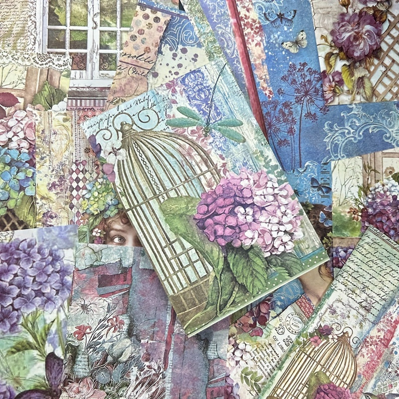 100 Vintage Scrapbook Paper Floral Botanical Grunge Diary DIY