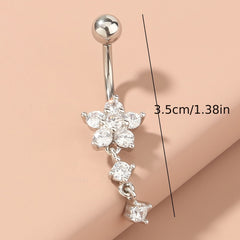Flower Shape Tassel Belly Button Ring Body Piercing Jewelry