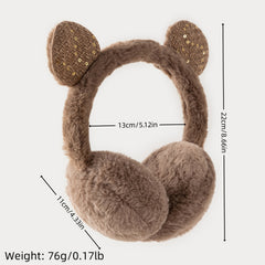Women's Glittery Ear Flaps Plush Winter Ear Warmers in Pastel Colors
