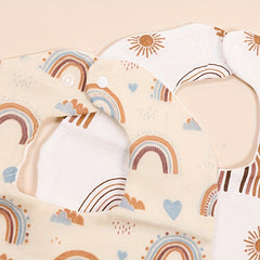3pcs Muslin Crepe Cloth Baby Bibs 6 Layers With Snap Infinite Scarf Baby Bib
