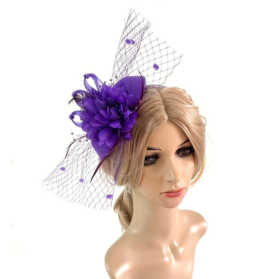 Vintage Feathered Netting Headpiece for Weddings