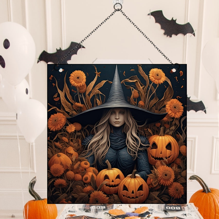 Halloween Acrylic Window Hangings Pumpkin Witch Painted Glass Hanging