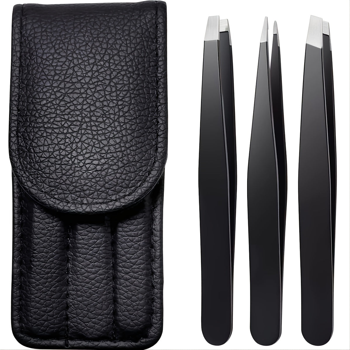 3pcs Stainless Steel Eyebrow Tweezers Set for Hair Removal