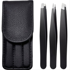 3pcs Stainless Steel Eyebrow Tweezers Set for Hair Removal