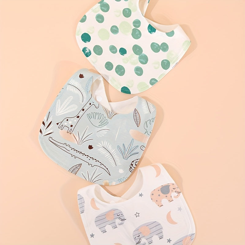 3pcs Baby Feeding Drool Bibs Infant Cotton Soft Burp Cloths For Newborn