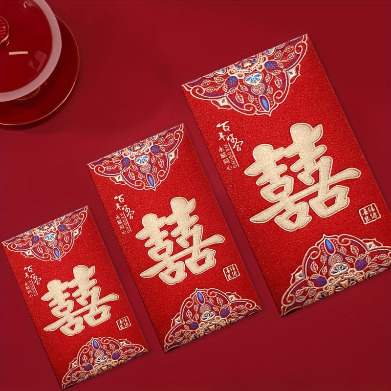 6-Piece High Frosted Chinese Red Lucky Money Bag Set