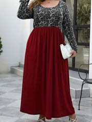  Colorblock Plaid Print Maxi Dress with Pockets