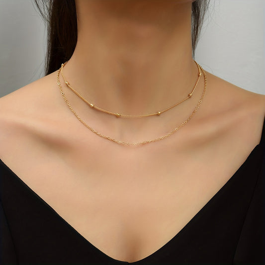 Double Layers Chain Necklace Clavicle Chain Set