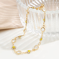 Daisy Chain Anklet Oil Flower Beads Adjustable Ankle Bracelet