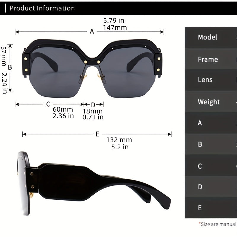 Y2K Semi Rimless Candy Block Sunglasses UV400