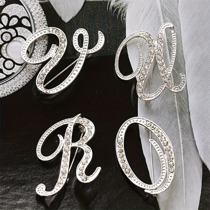 26 Alphabet Brooch Pins Inlaid Diamond Chest Badges Collar Pins & Buckles