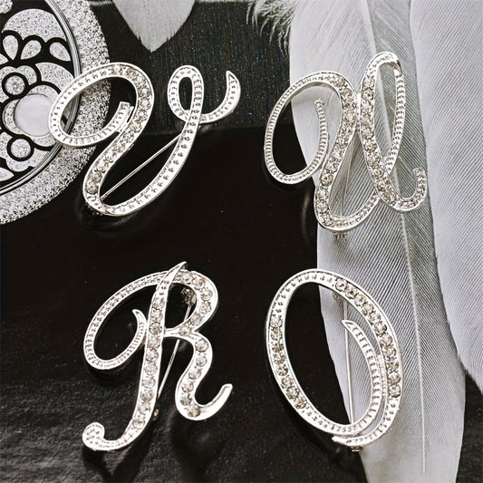 26 Alphabet Brooch Pins Inlaid Diamond Chest Badges Collar Pins & Buckles