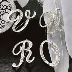 26 Alphabet Brooch Pins Inlaid Diamond Chest Badges Collar Pins & Buckles