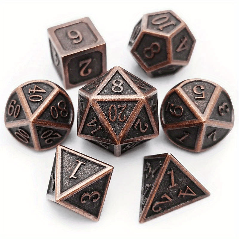 7pcs Metal Dice Set for Boards and Clubs - Retro Design - Christmas Gift