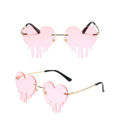 Melting Heart Sunglasses Rimless Party Glasses