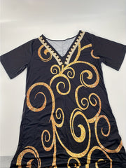  Baroque Print V Neck Maxi Dress