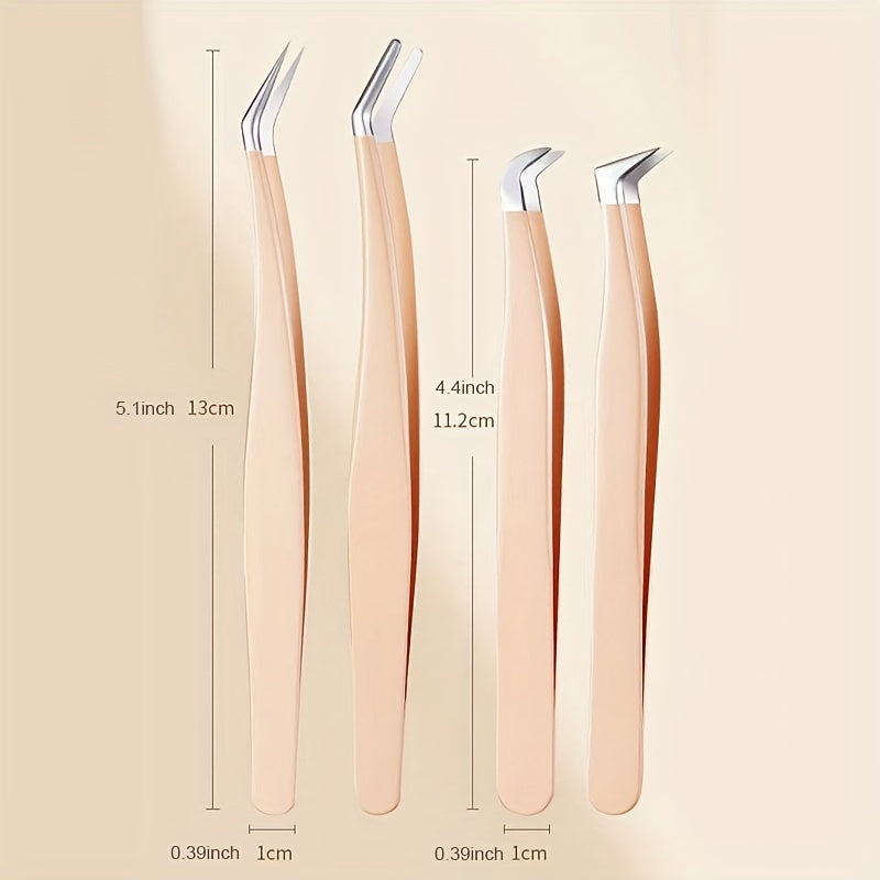 2pcs Eyelash Extension Tweezers Curved Tip Isolation False Lash Tool