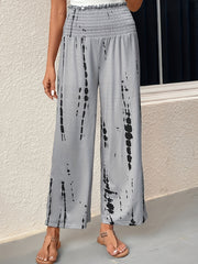  Tie Dye Ruffle Trim Wide Leg Trousers