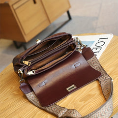 Cowhide Shopping Bag for Women Leather Handbag Secure Buckle Closure
