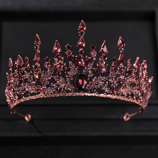 Purple Vintage Rhinestone Bridal Crown Tiara Wedding Headpiece