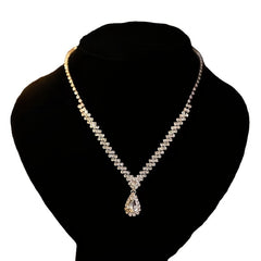Rhinestone Necklace Earrings Set Women's Jewelry Accessories