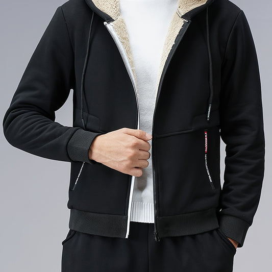 Men's Fall Winter Fleece Hooded Jacket