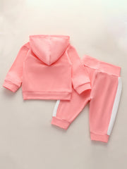 Baby Girl Letter Pattern Hoodie & Laced Pants 2 Piece Outfit