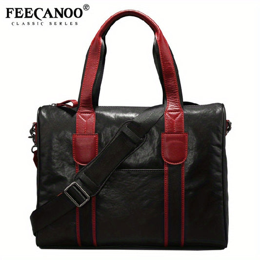 Men's Leather Briefcase Shoulder Bag for Travel Business
