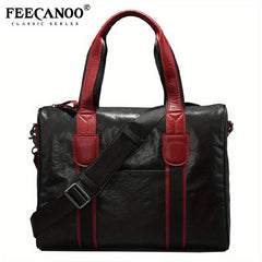 Men's Leather Briefcase Shoulder Bag for Travel Business