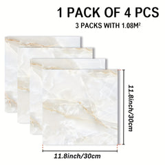 4pcs Marble Pattern Floor Stickers Non Slip Waterproof Tile