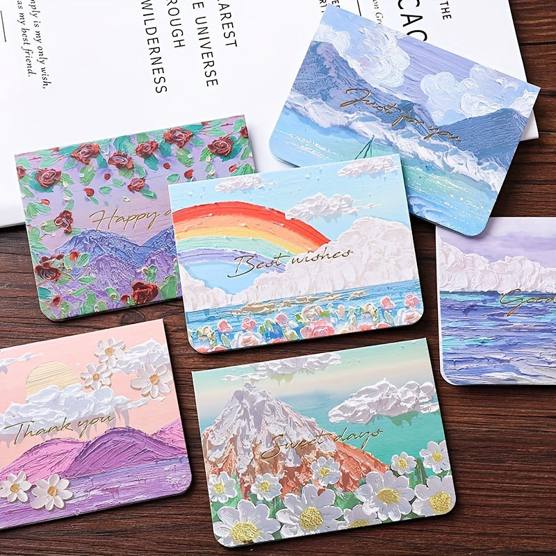 6 High Painting Greeting Cards Handwritten Blessings Blank Postcards
