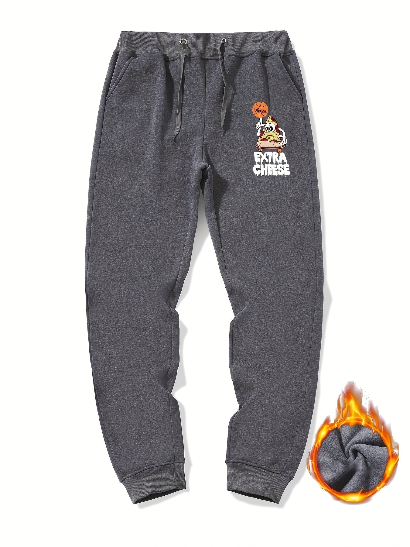 Men's EXTRA CHEESE Drawstring Fleece Sweatpants Loose Casual Comfy Jogger Pants