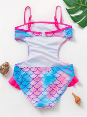 Girls Mermaid Style Fish Scale Tankini Swimsuit